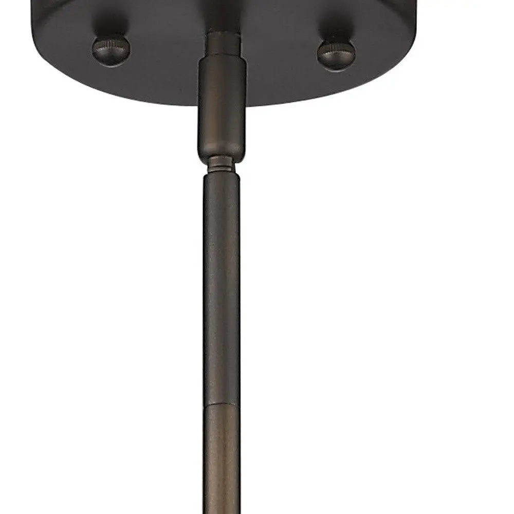 Bronze Hanging Light with Ribbed Pebbled Glass Shade HomeRoots