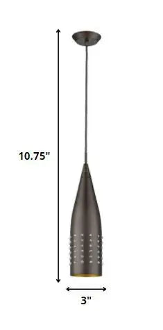 Narrow Bronze Hanging Light with Glass Studs HomeRoots