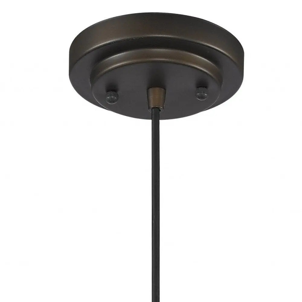 Antique Bronze Hanging Light with Textured Glass Shade HomeRoots