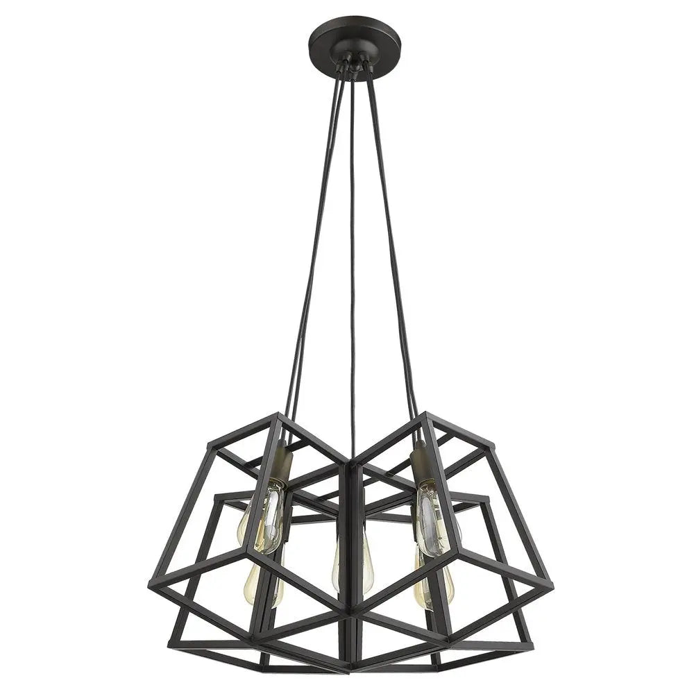 Bronze Lantern Five Light Metal Dimmable Chandelier HomeRoots