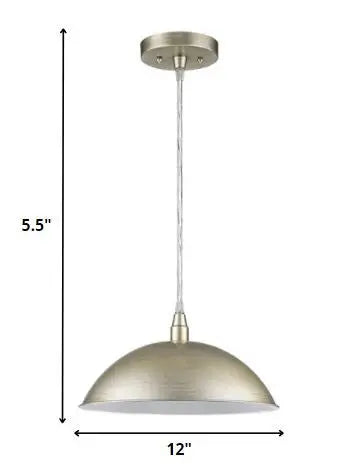 Silver Metal Hanging Light with Dome Shade HomeRoots