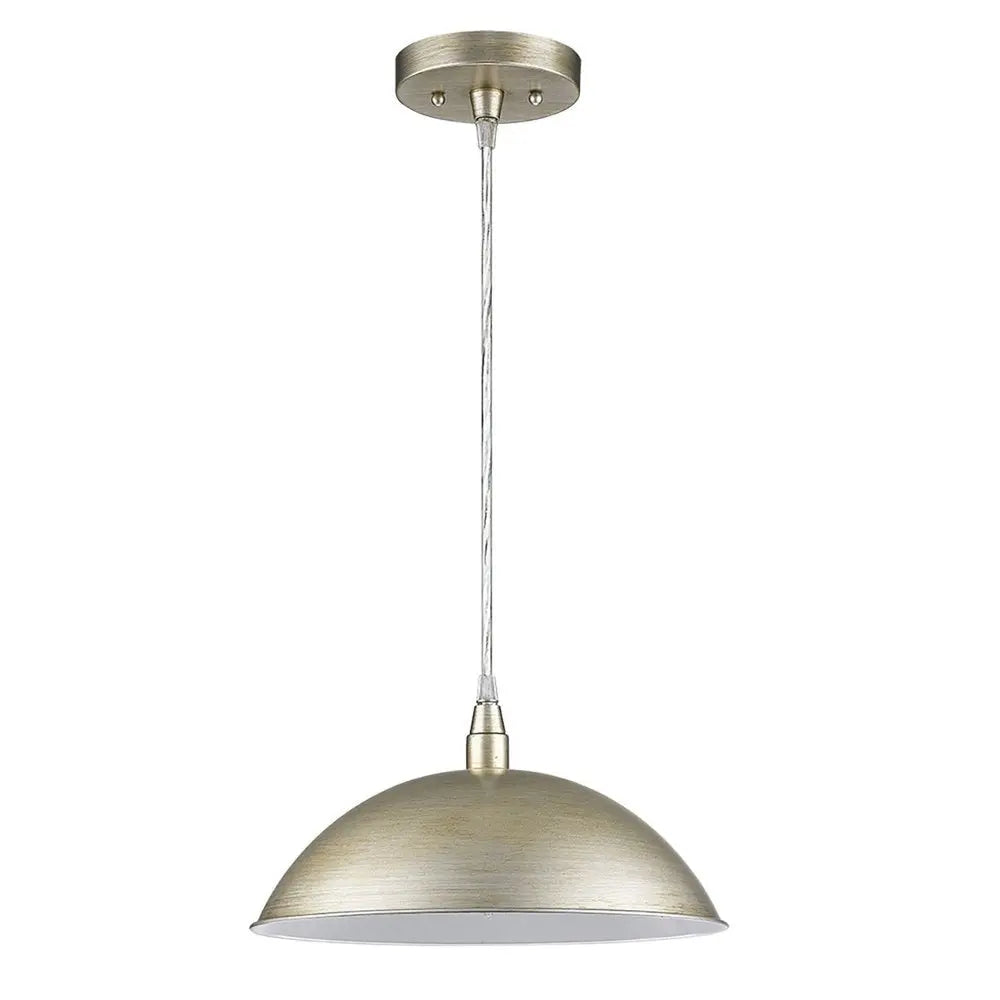Silver Metal Hanging Light with Dome Shade HomeRoots