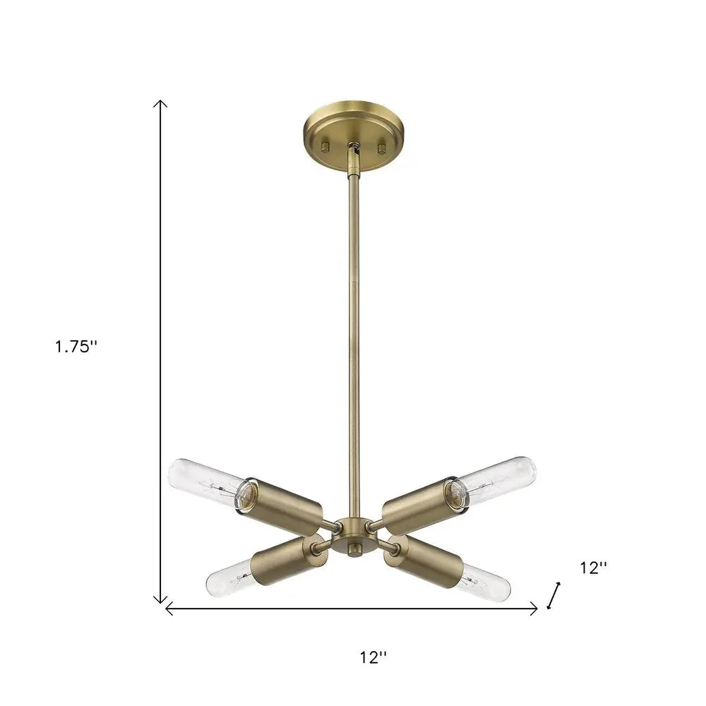 Gold Four Light Metal Dimmable Chandelier HomeRoots