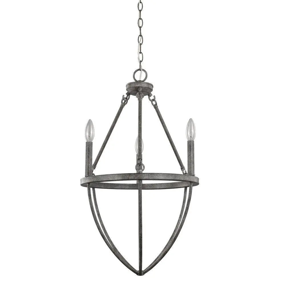 Ash Gray Candle Style Three Light Metal Dimmable Chandelier HomeRoots