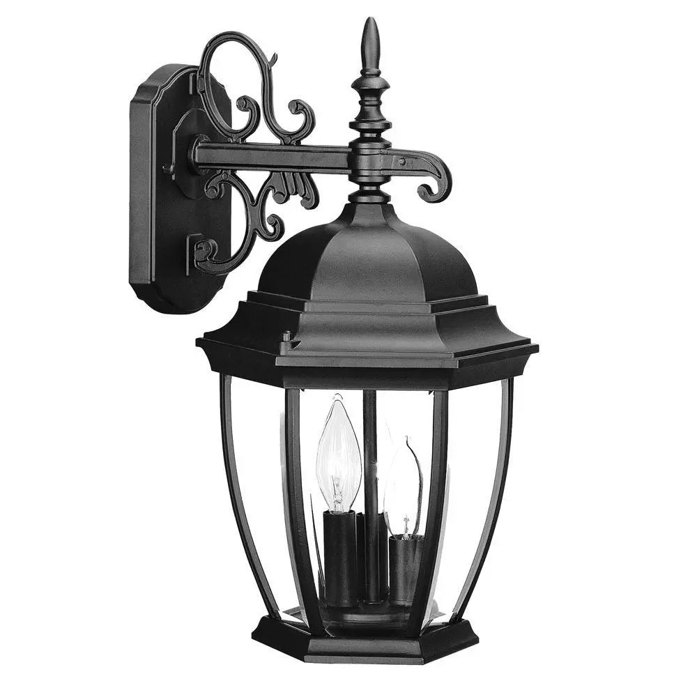 Three Light Matte Black Wide Hanging Lantern Wall Light HomeRoots
