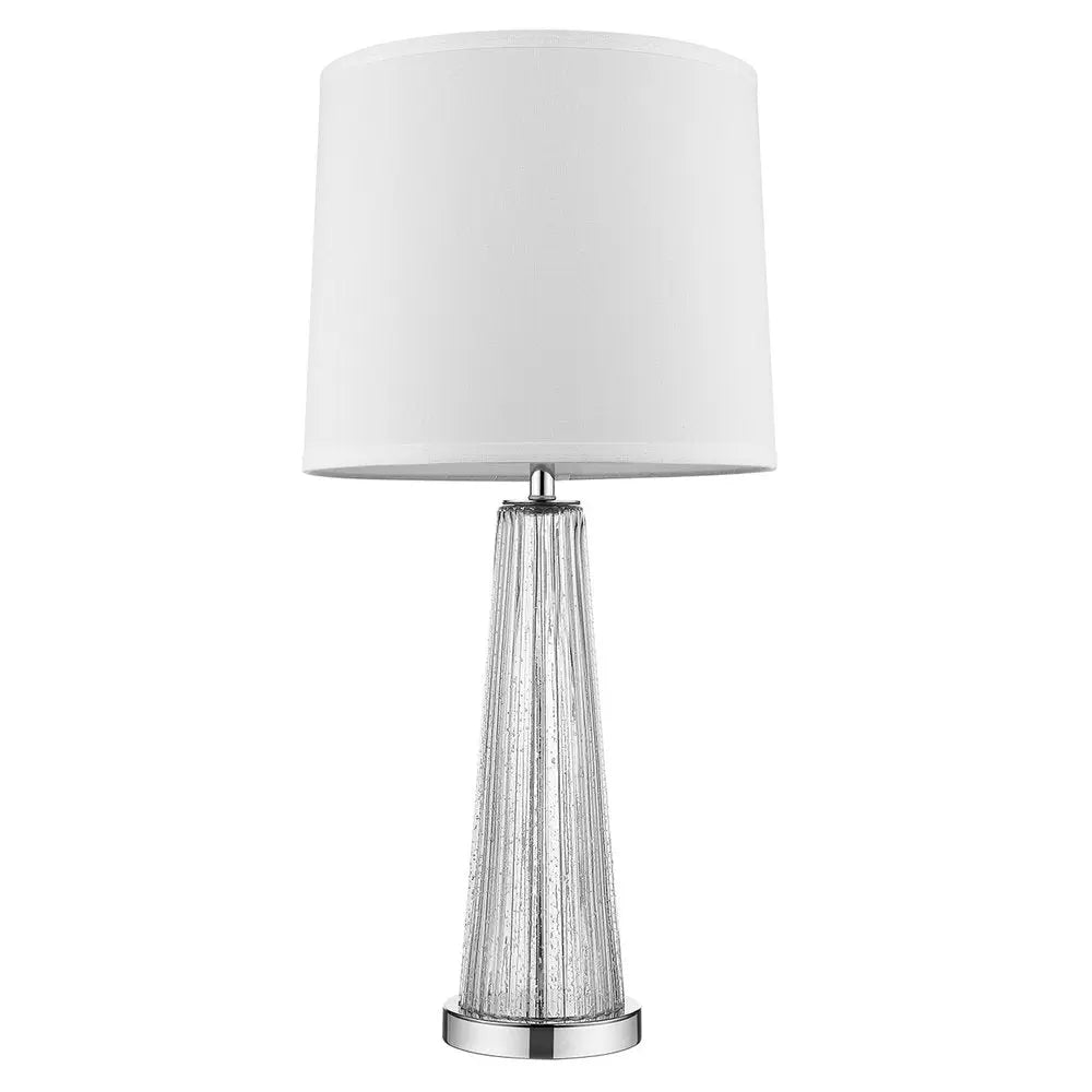 29" Clear And Silver Table Lamp With Empire Shade HomeRoots