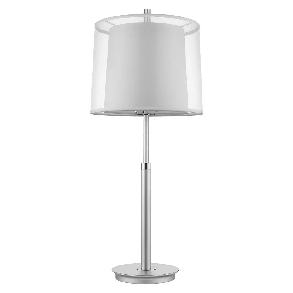 31" Silver Metal Table Lamp With White Empire Shade HomeRoots