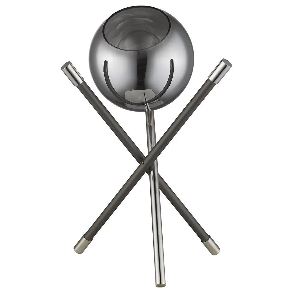 18" Black Metal Tripod Table Lamp With Nickel Globe Shade HomeRoots