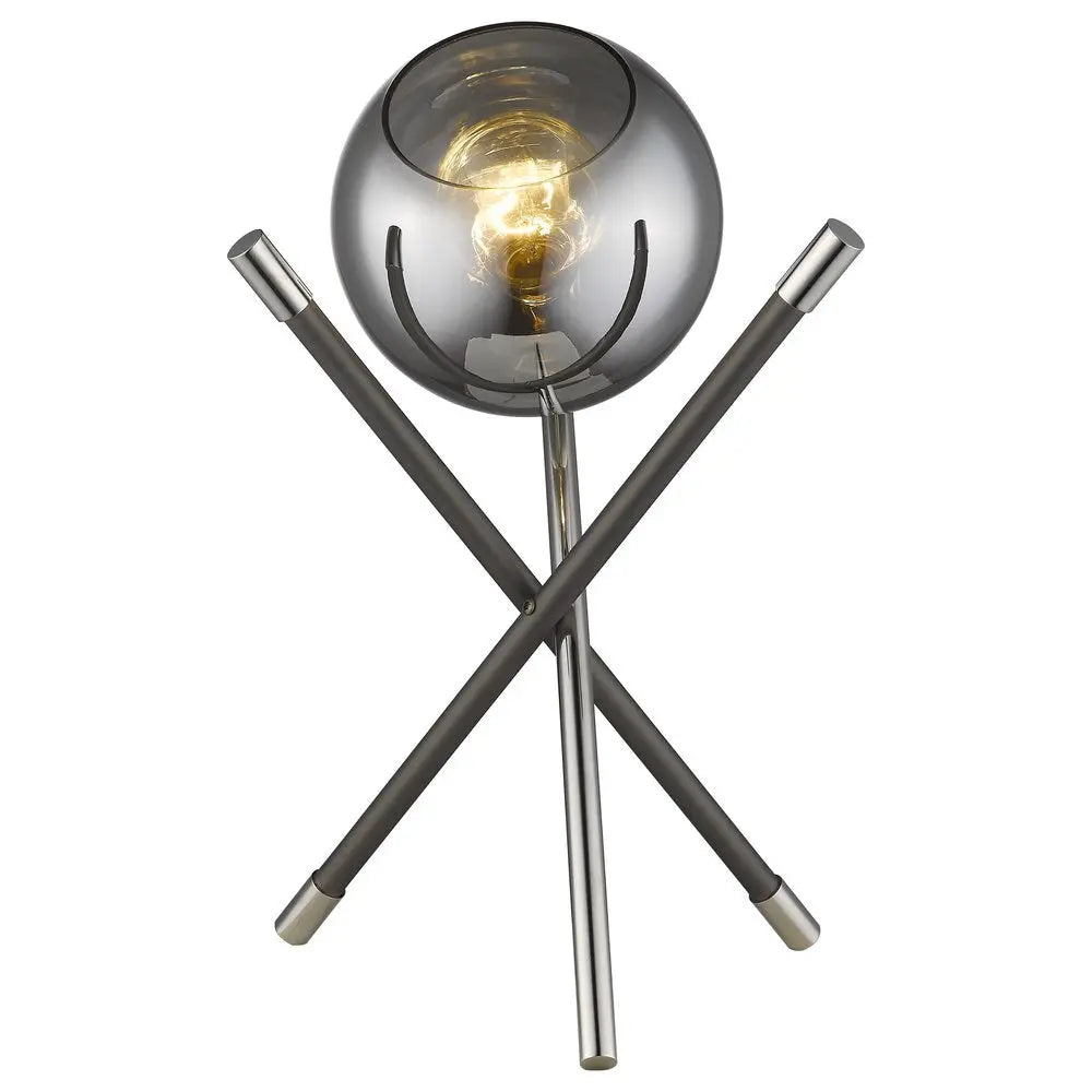 18" Black Metal Tripod Table Lamp With Nickel Globe Shade HomeRoots