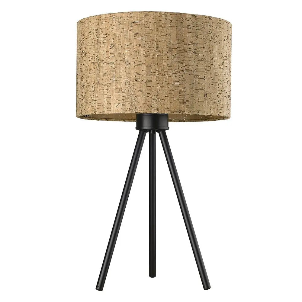 22" Black Metal Tripod Table Lamp With Beige Drum Shade HomeRoots