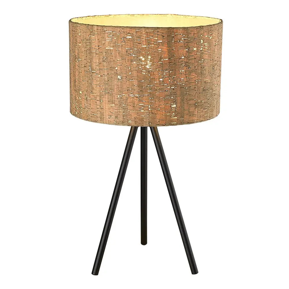 22" Black Metal Tripod Table Lamp With Beige Drum Shade HomeRoots