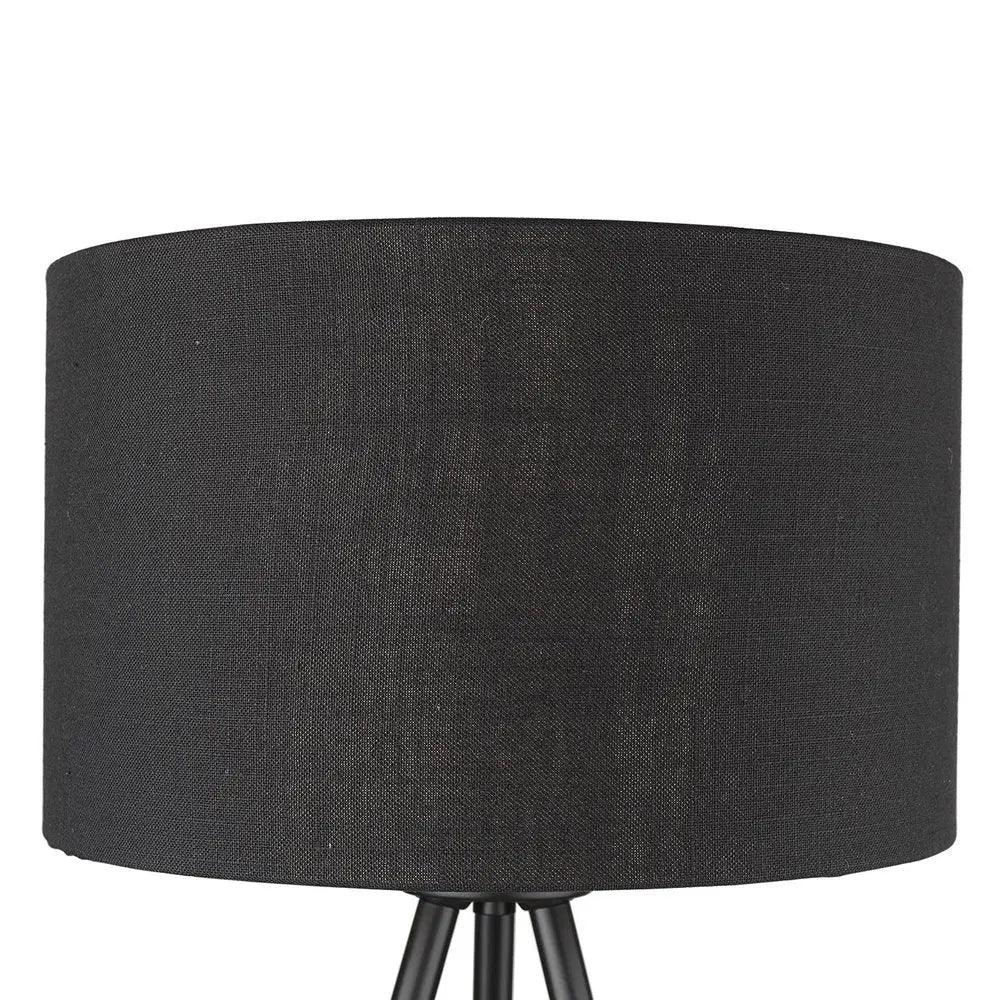 22" Black Metal Tripod Table Lamp With Black Drum Shade HomeRoots