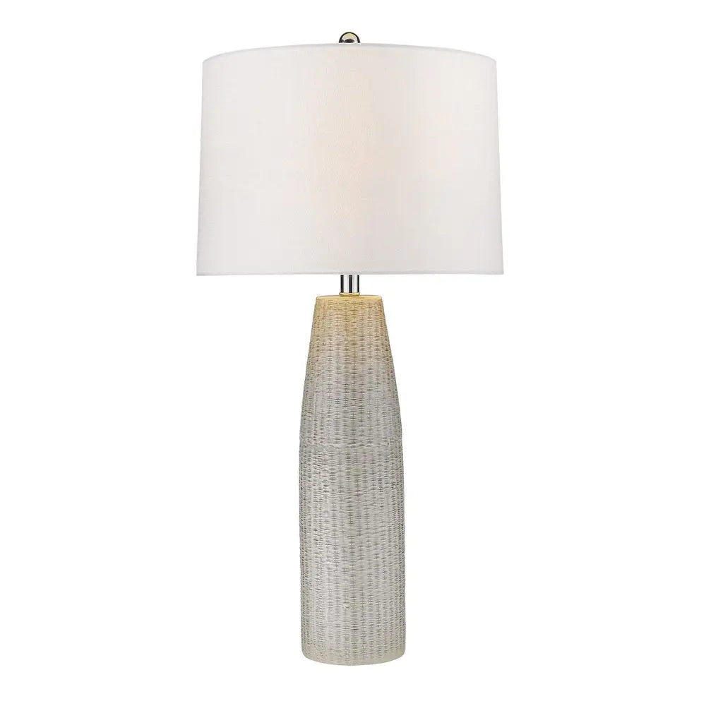 33" Light Gray Ceramic Table Lamp With White Drum Shade HomeRoots