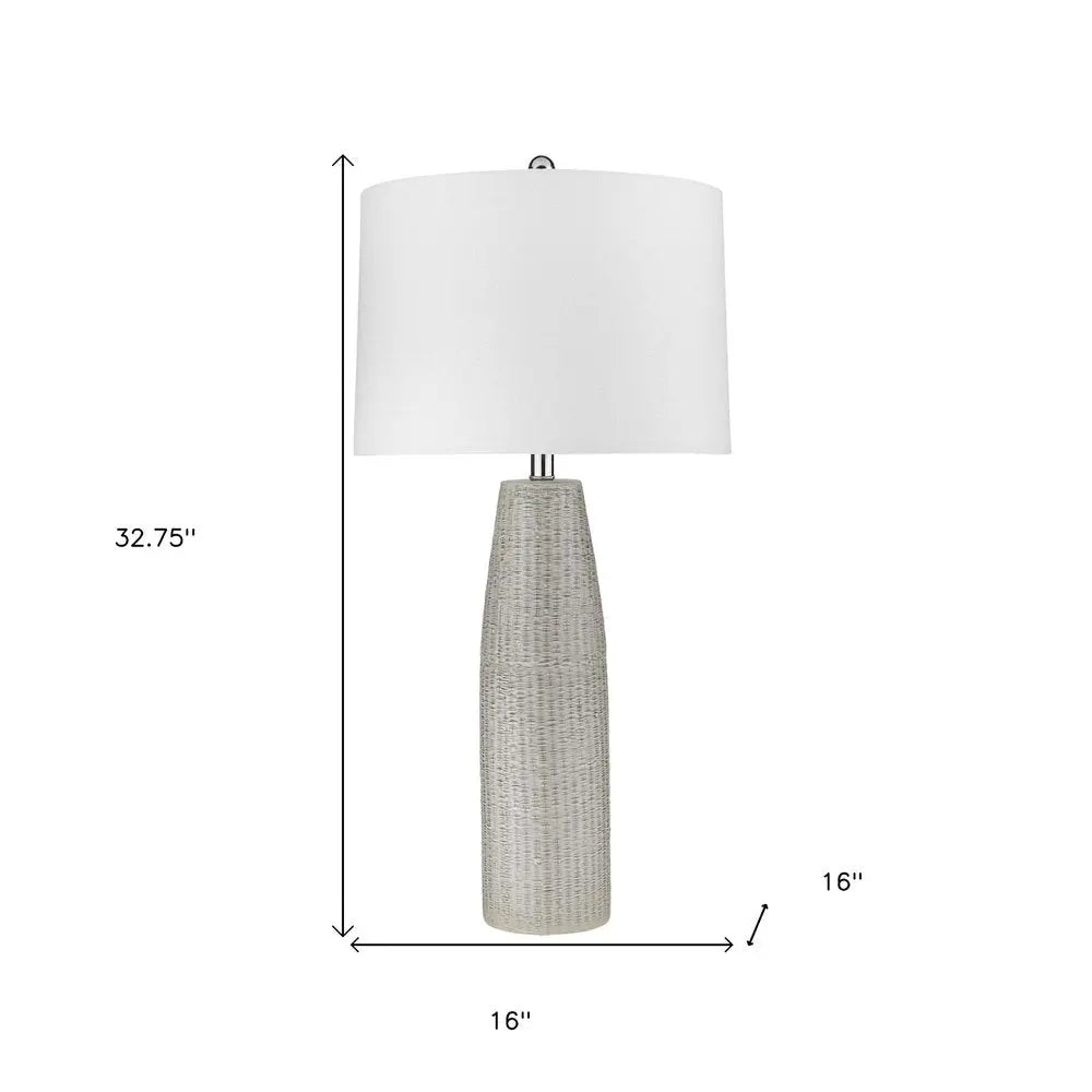 33" Light Gray Ceramic Table Lamp With White Drum Shade HomeRoots