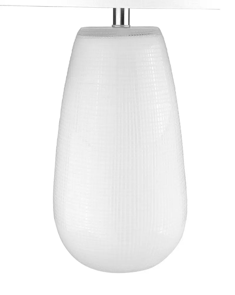 28" White Glass Table Lamp With White Drum Shade HomeRoots