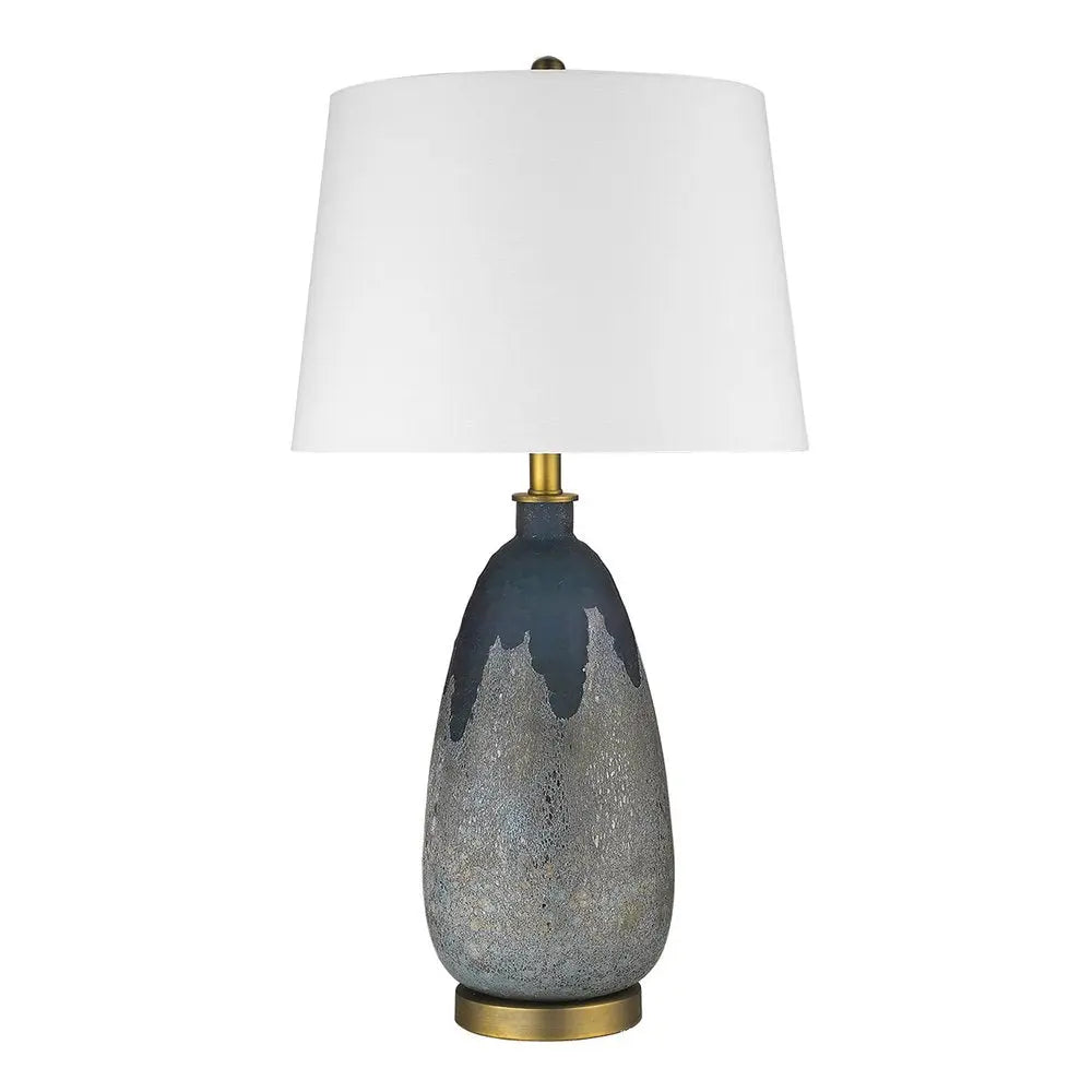 30" Teal Blue Concrete Table Lamp With Cream Empire Shade HomeRoots