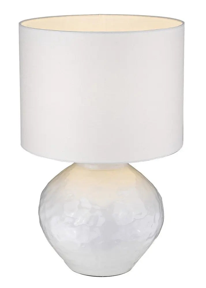 26" White Ceramic Table Lamp With White Drum Shade HomeRoots