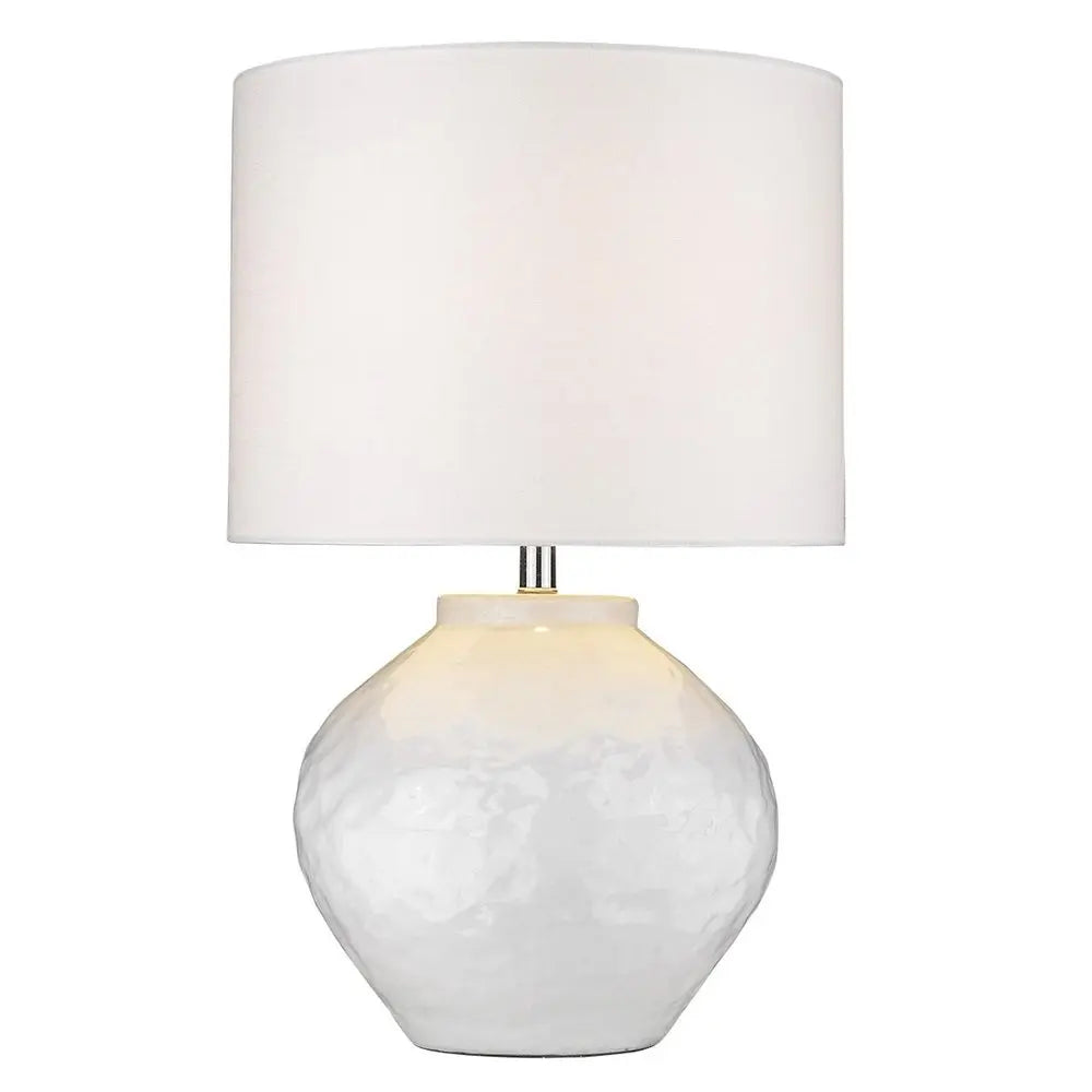 26" White Ceramic Table Lamp With White Drum Shade HomeRoots