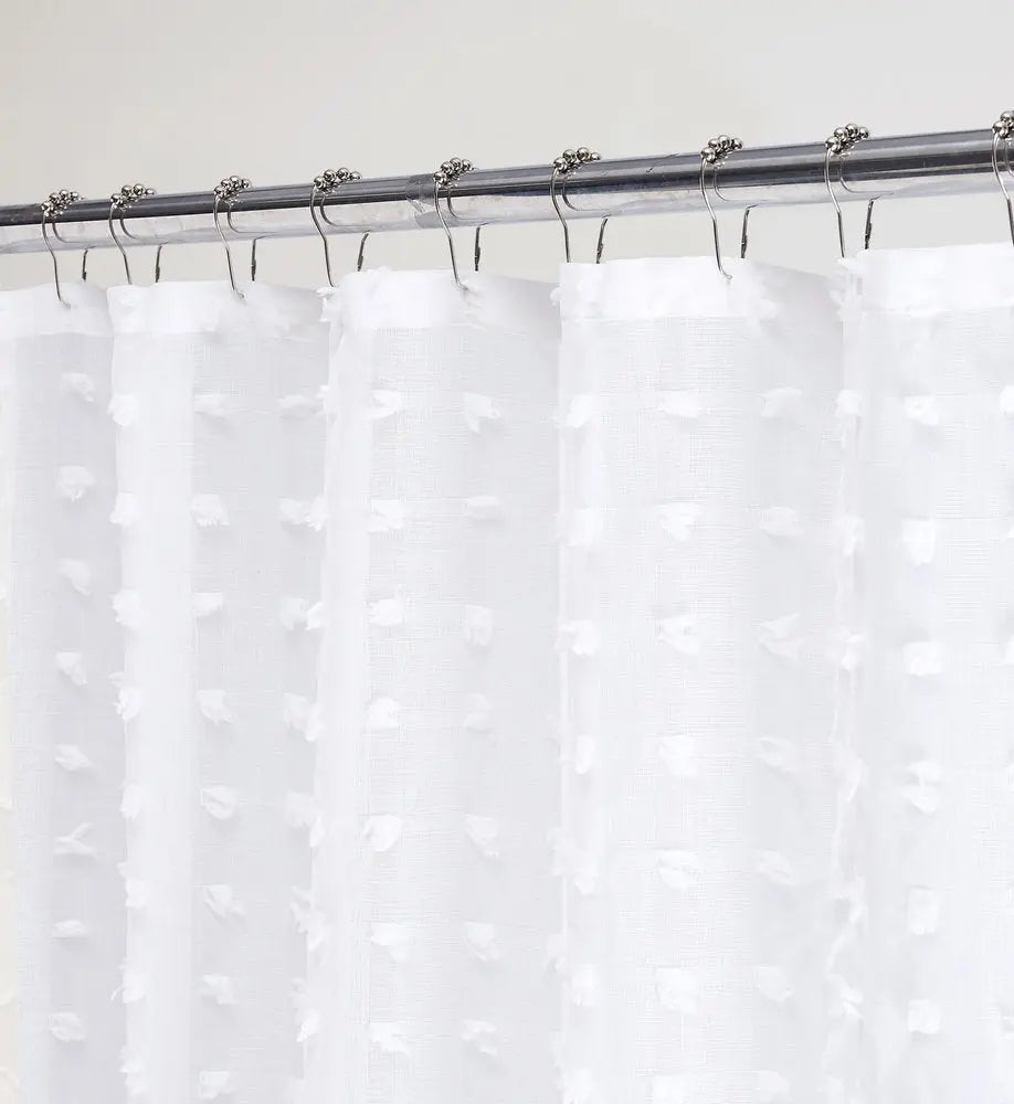 White Puff Sheer Shower Curtain HomeRoots