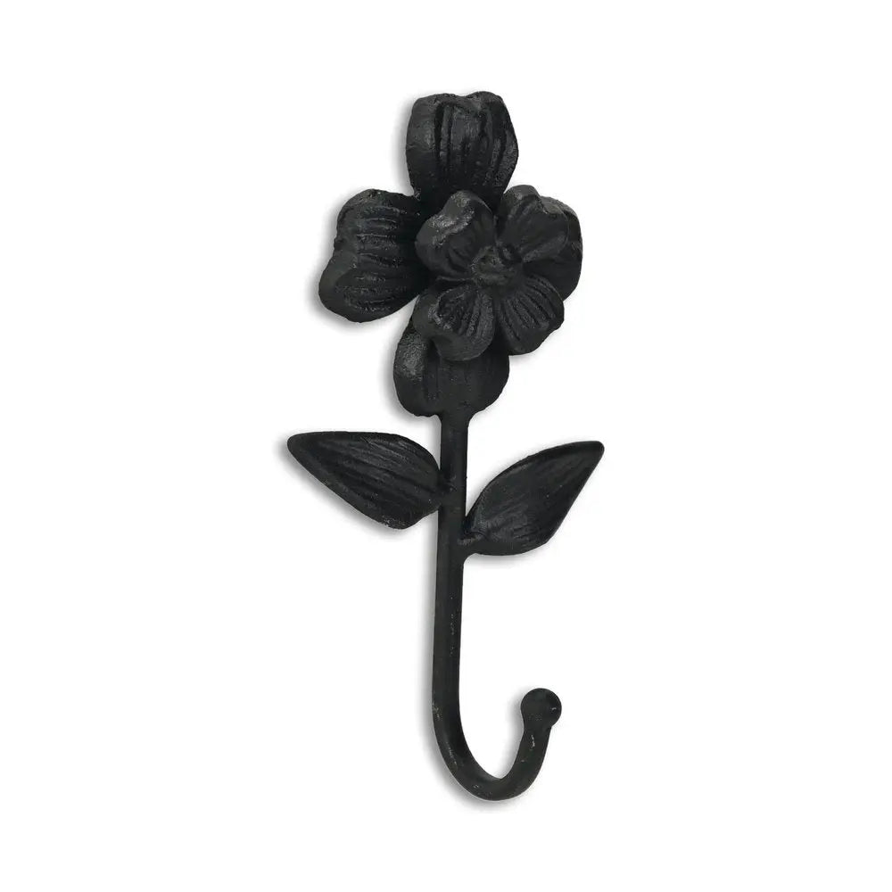 4" Black Cast Iron Flower Wall Hook - NOBLE HOME INTERIORS