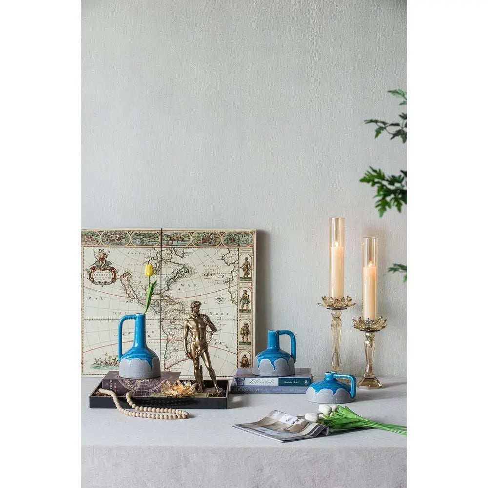 4" Blue and Gray Bud Ceramic Jug Vase With Does Not Apply - NOBLE HOME INTERIORS