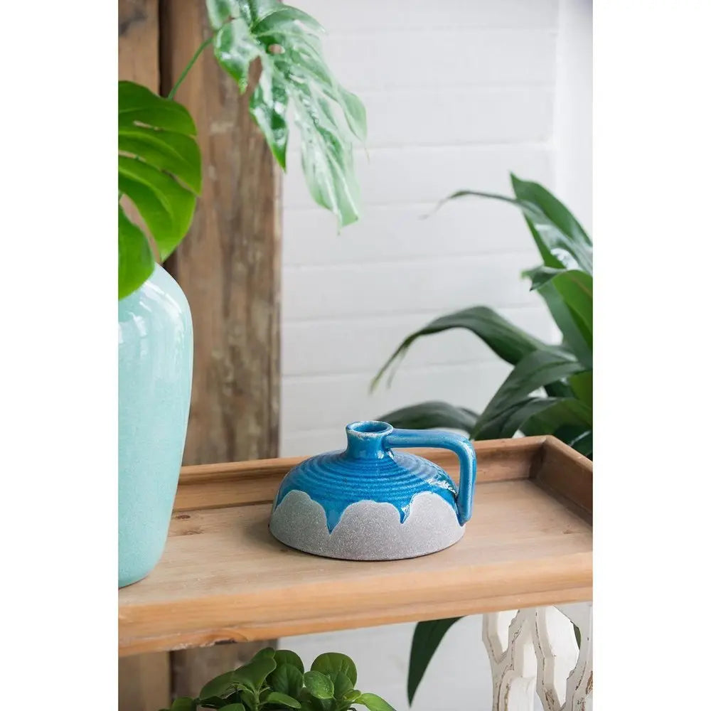 4" Blue and Gray Bud Ceramic Jug Vase With Does Not Apply - NOBLE HOME INTERIORS