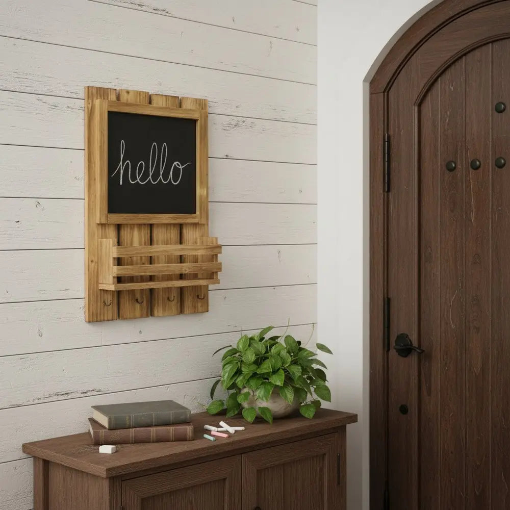 4" Brown Wood Desk Organizer Set - NOBLE HOME INTERIORS