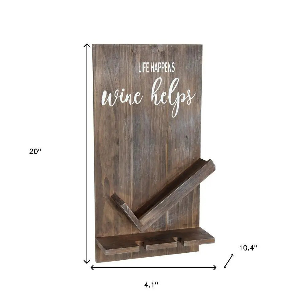 4" Brown Wood Entertainment Organizer - NOBLE HOME INTERIORS