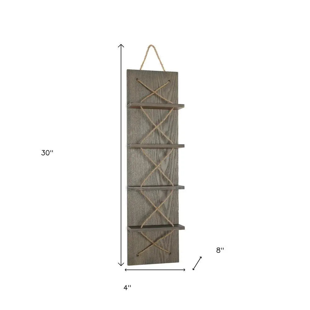 4" Gray Wood Entertainment Organizer - NOBLE HOME INTERIORS