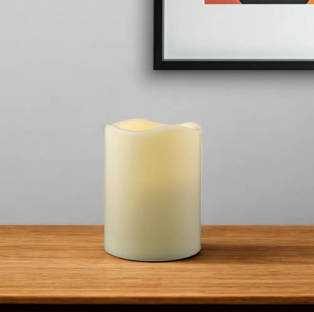 4" Ivory Flameless Indoor Outdoor Pillar Candle - NOBLE HOME INTERIORS