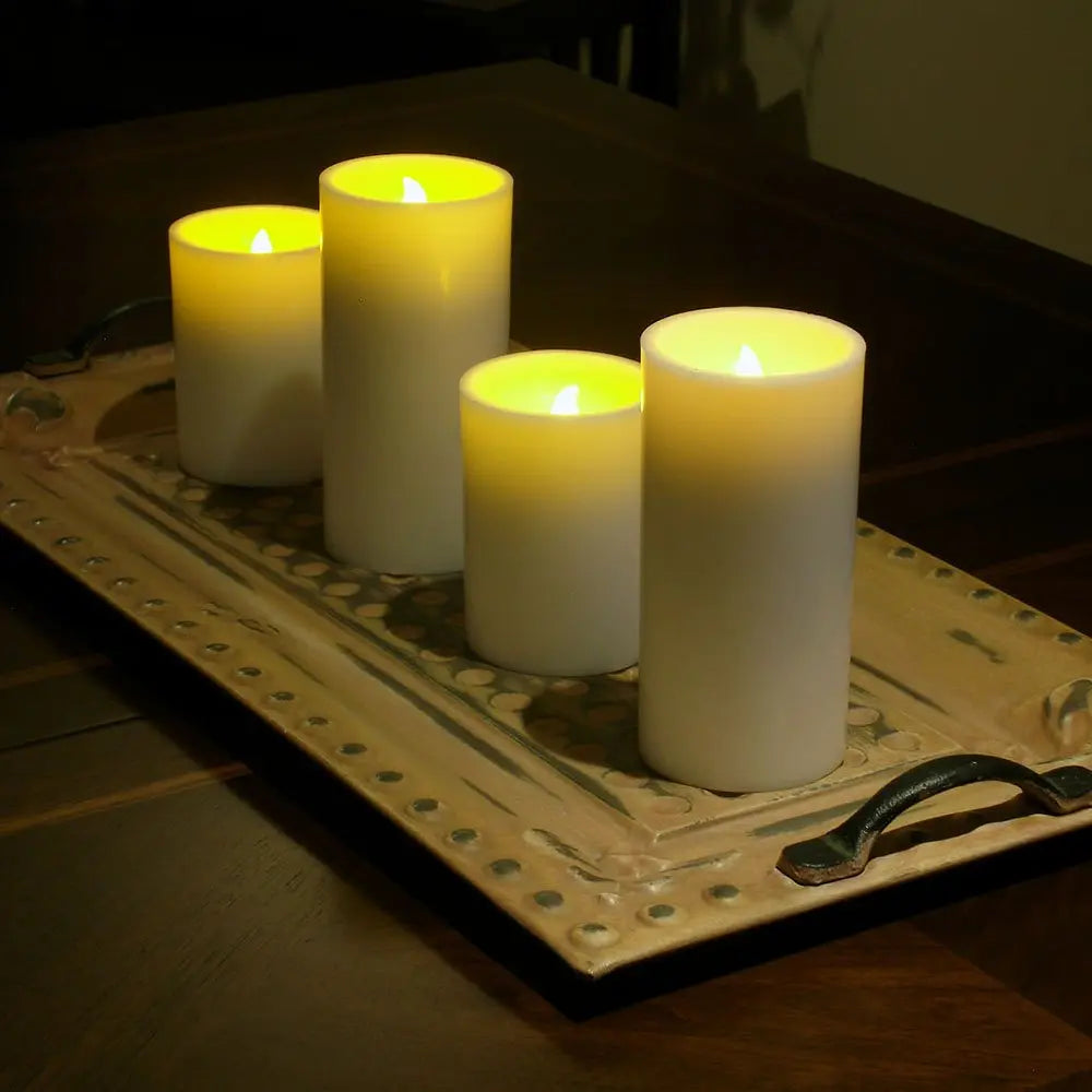 4" Ivory Flameless Pillar Candle - NOBLE HOME INTERIORS