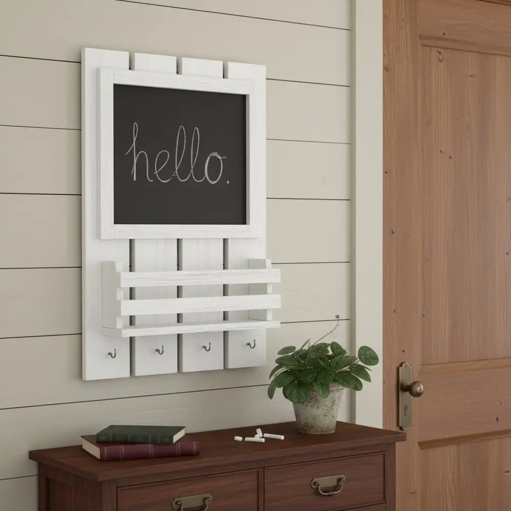 4" White Wood Desk Organizer Set - NOBLE HOME INTERIORS