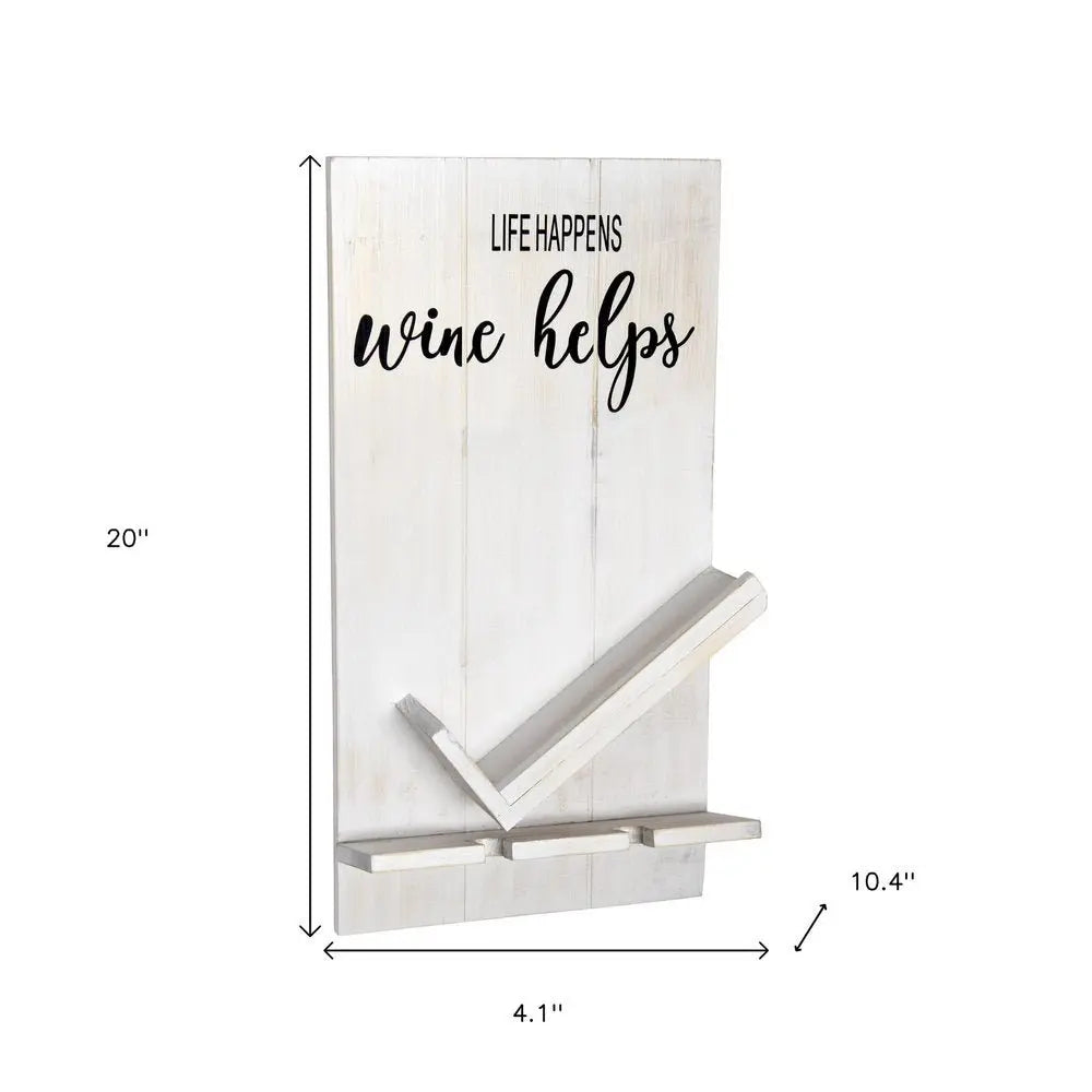 4" White Wood Entertainment Organizer - NOBLE HOME INTERIORS