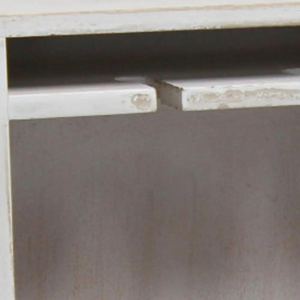 4" White Wood Entertainment Organizer - NOBLE HOME INTERIORS