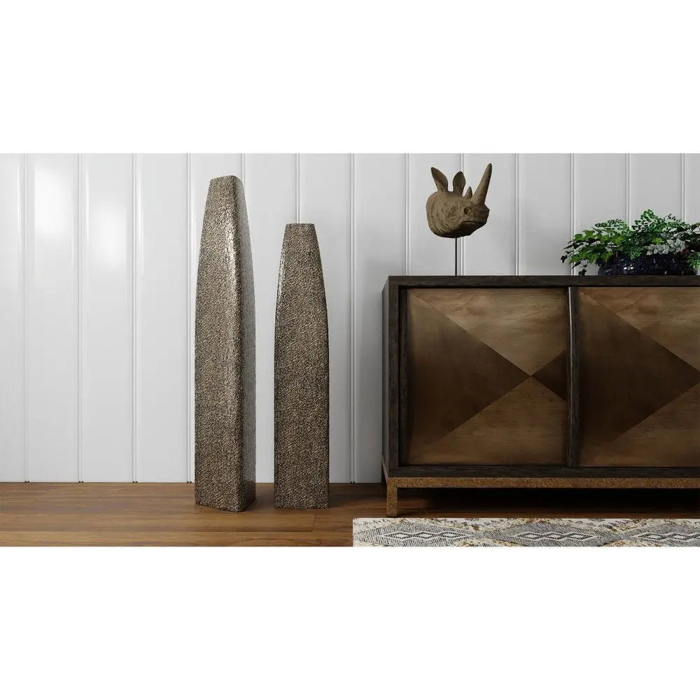 40" Gold Tapered Ceramic Floor Vase - NOBLE HOME INTERIORS