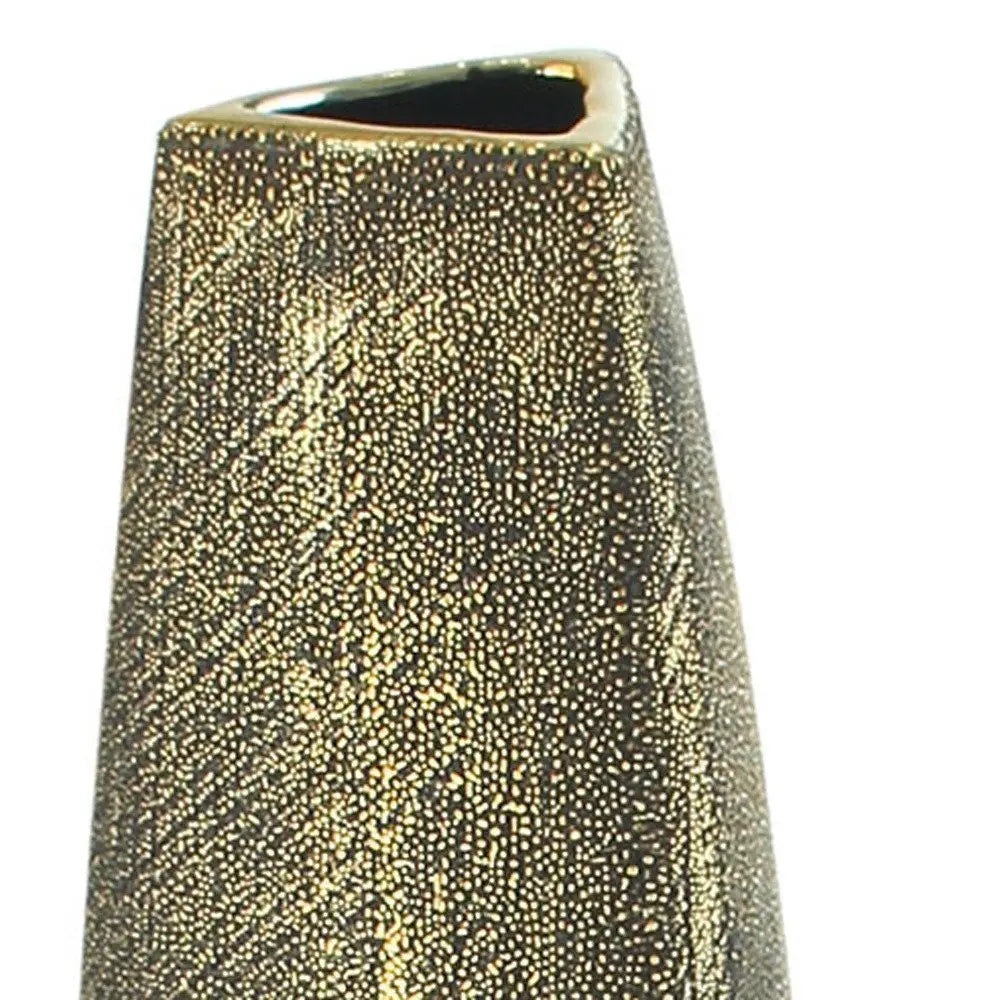 40" Gold Tapered Ceramic Floor Vase - NOBLE HOME INTERIORS