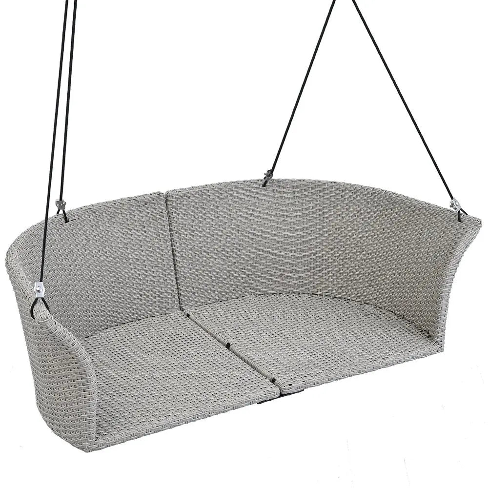 40" Gray Woven Rattan Outdoor Swing Chair with Gray Cushion - NOBLE HOME INTERIORS