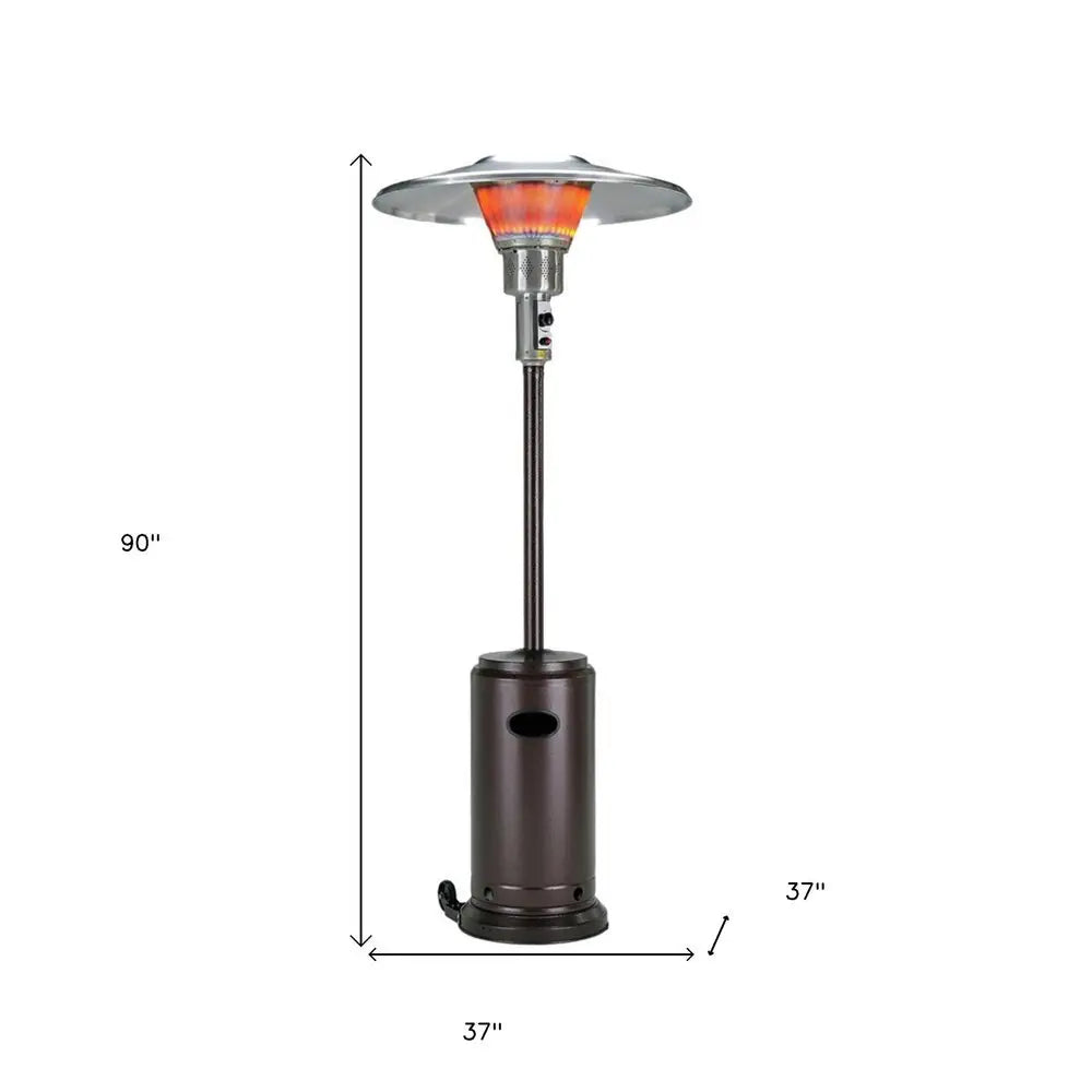 40000 BTU Bronze Steel Propane Cylindrical Pole Standing Patio Heater - NOBLE HOME INTERIORS