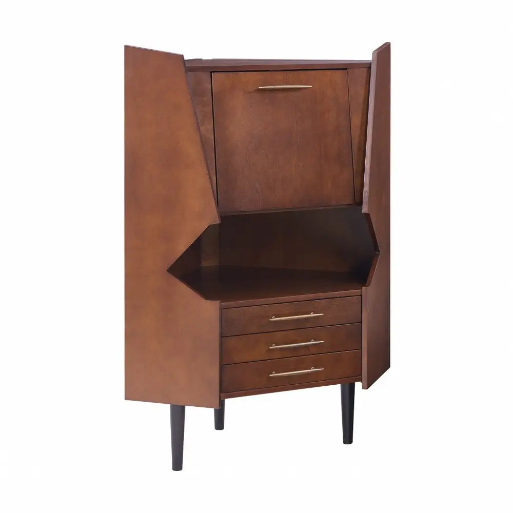 Cosmo Brown and Black Corner Bar Cabinet HomeRoots