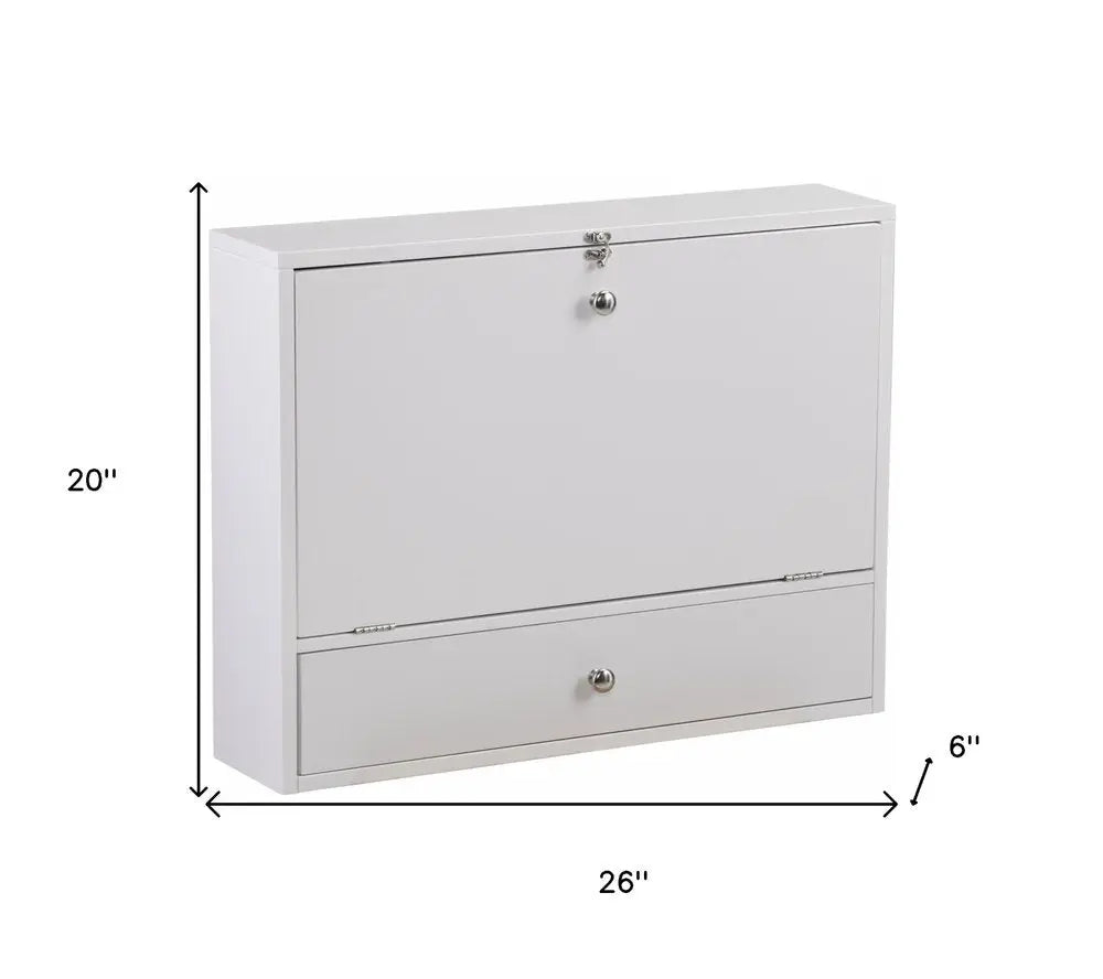 26" White Wall Mounted Floating Desk HomeRoots