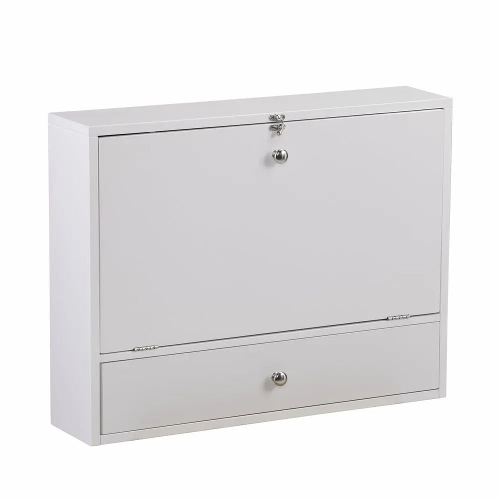 26" White Wall Mounted Floating Desk HomeRoots