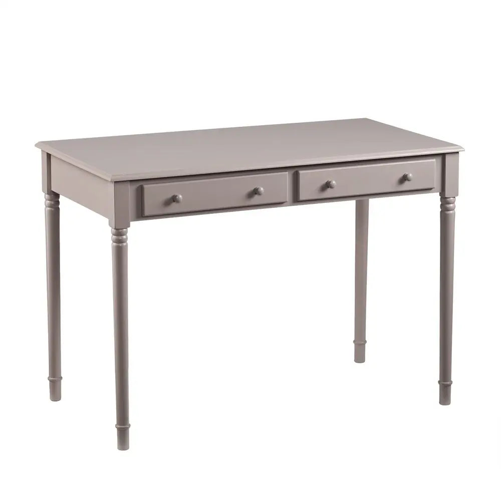 43" Gray Solid Wood Writing Desk With Two Drawers HomeRoots