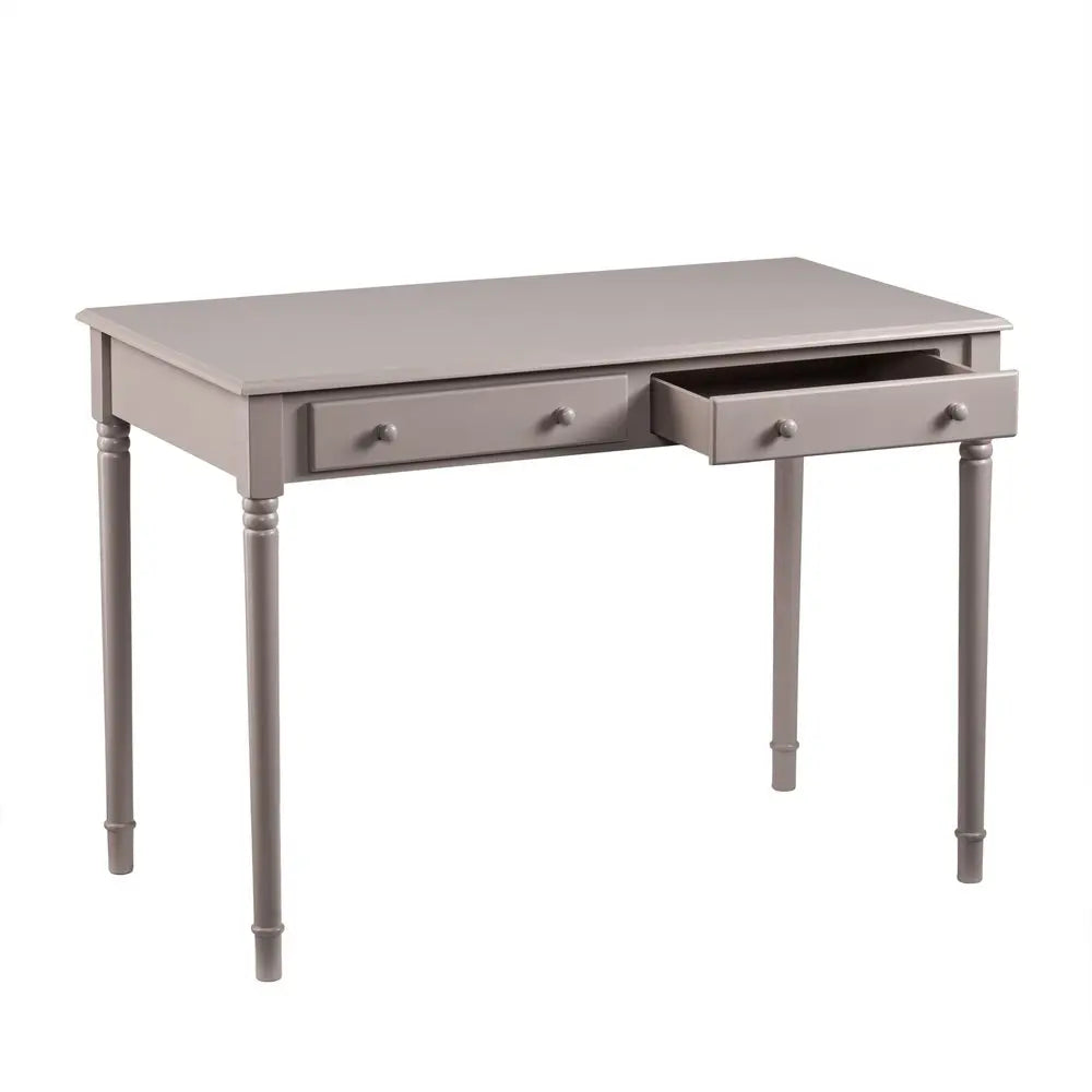 43" Gray Solid Wood Writing Desk With Two Drawers HomeRoots