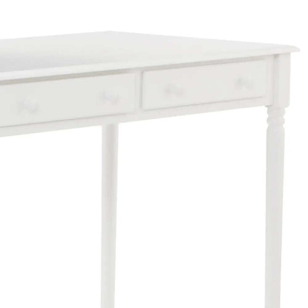 43" White Solid Wood Writing Desk With Two Drawers HomeRoots