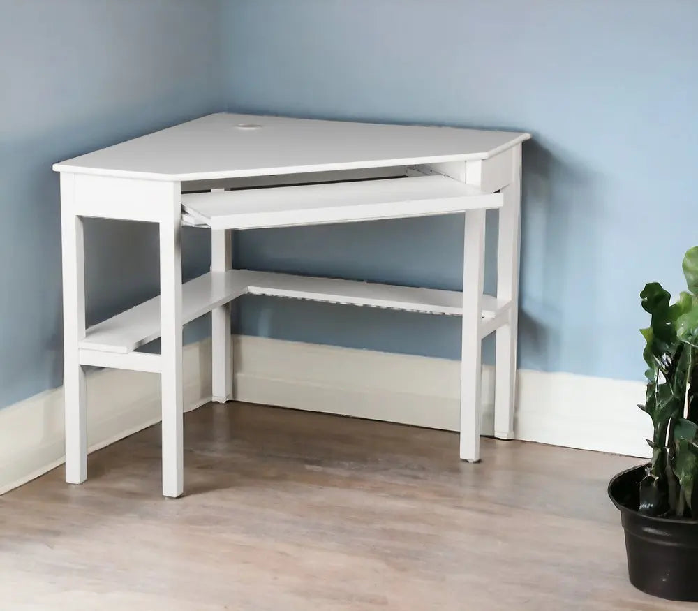 48" White Solid Wood Corner Writing Desk HomeRoots