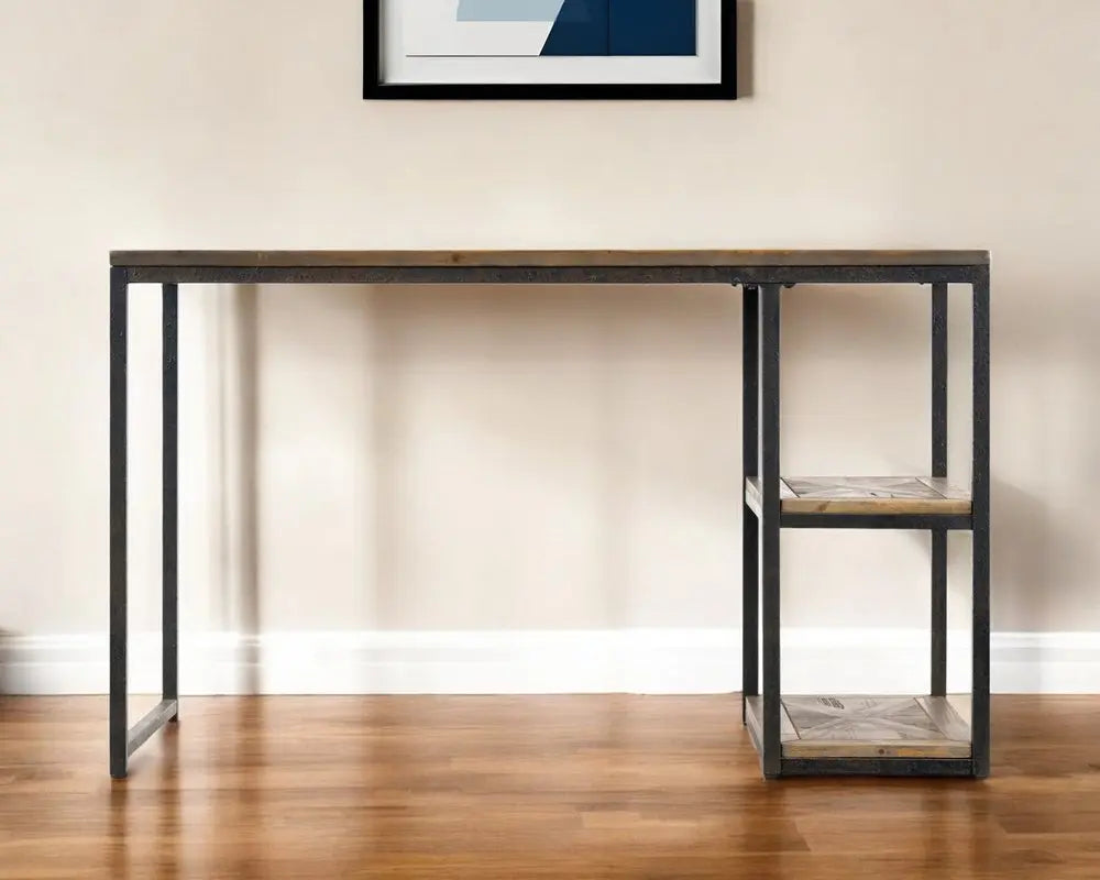 50" Brown and Black Solid Wood Writing Desk HomeRoots