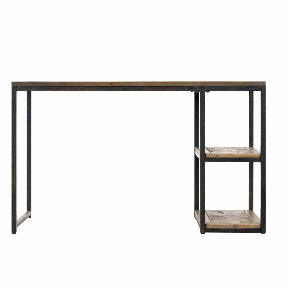 50" Brown and Black Solid Wood Writing Desk HomeRoots