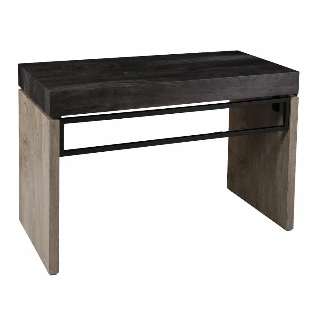 45" Black and Brown Writing Desk HomeRoots