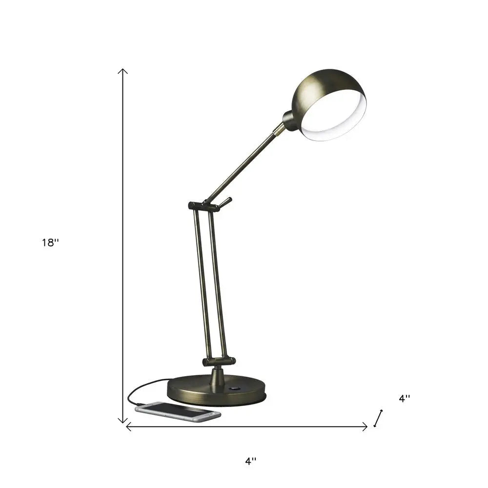 Shiny Satin Brass LED Adjustable Desk Lamp HomeRoots