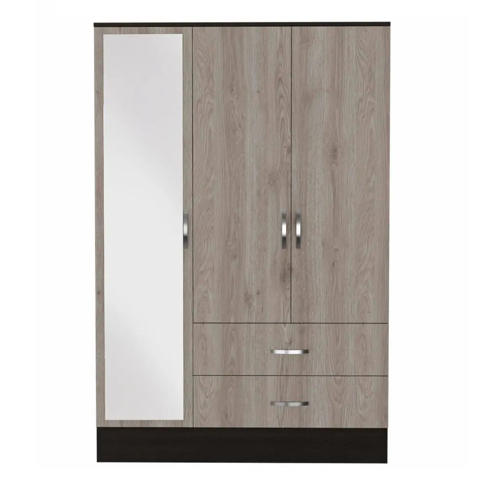 71" Brown and Black Mirrored Two Drawer Combo Dresser HomeRoots